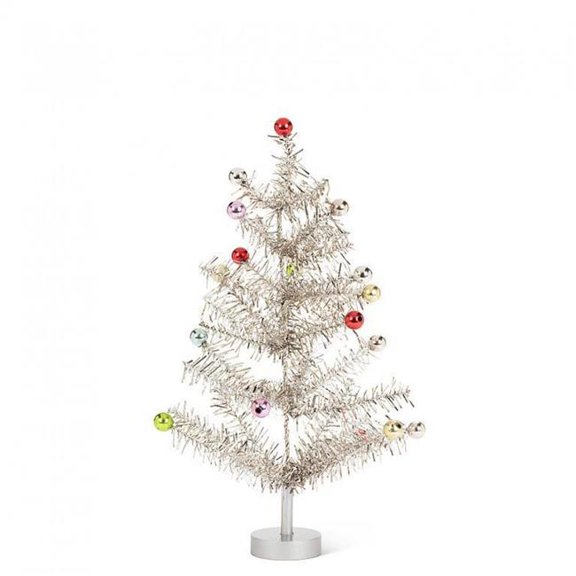 MDR Trading Inc. AB-27-TINSEL-636-MD Medium Silver Tinsel And Ball Ornaments Christmas Tree