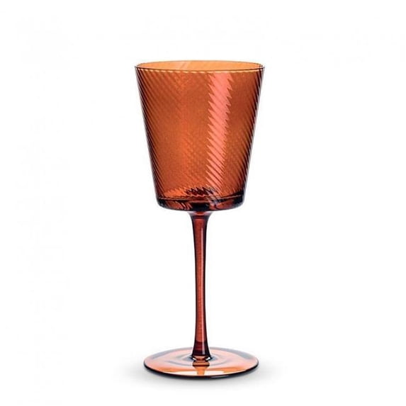 MDR Trading Inc. AB-27-TORA-GOB Dark Amber Optic Swirl Stemmed Wine Glass