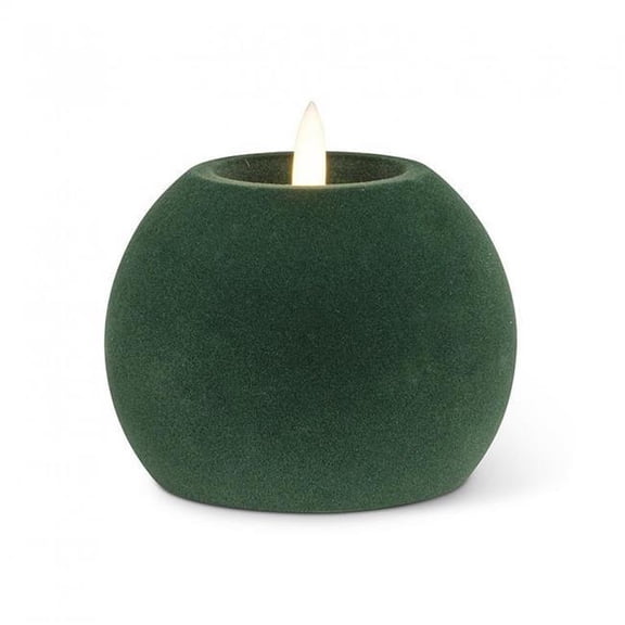 MDR Trading Inc. AB-27-VELVET-706-GRN Velvet Look Dark Green Led Ball Candle