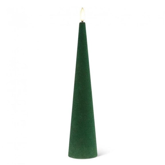 MDR Trading Inc. AB-27-VELVET-709-GRN Large Velvet Look Cone Shaped Dark Green Led Candle