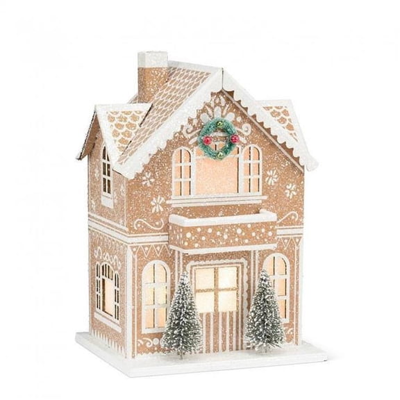 MDR Trading Inc. AB-27-VILLAGE-679 Medium Gingerbread Led House With Balcony Figurine