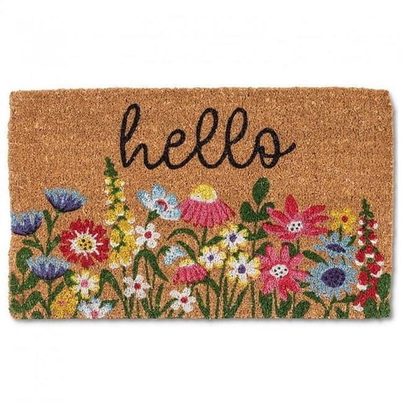 Abbott Doormat Durable Coir Fibre, Colorful Welcome Mat, Weather-Resistant Entry Décor, 18x30", Bright Floral hello