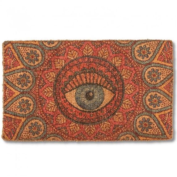 Abbott Doormat Durable Natural Coco Coir Doormat, Weather Resitant Mat Outdoor & Indoor Entrance, Home Decor Large Doormat, 18x30", Psychedelic Eye