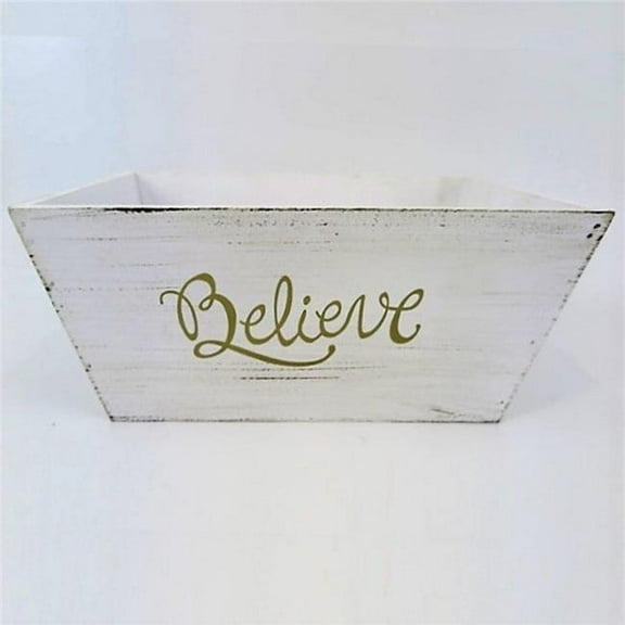 MDR Trading Inc. AI-2230-1058 Believe On Antique Look White Decorative Crate