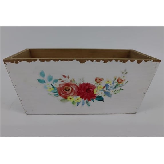 MDR Trading Inc. AI-3405-272_Q01 White With Colorful Flowers Wooden Box