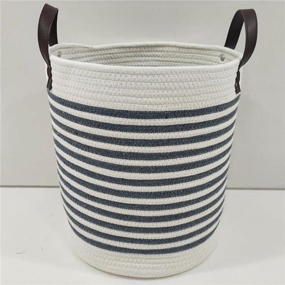 MDR Trading Inc. AI-3552-283_Q01 Navy Blue And Ivory Striped Laundry Hamper