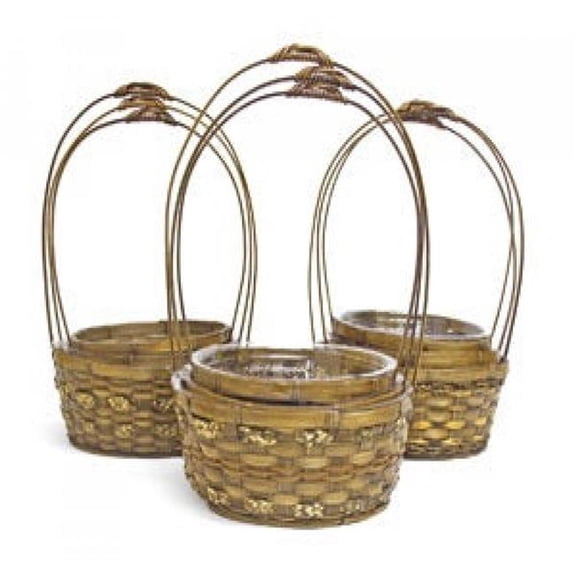 MDR Trading Inc. AI-4035NTC Set Of 3 Round Long Handled Coco Dyed Baskets