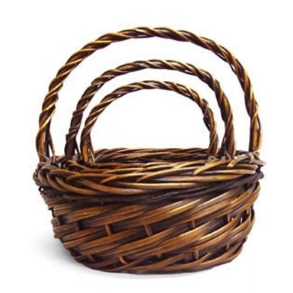 MDR Trading Inc. AI-4082JAVA Set Of 3 Round Long Handled Willow Baskets
