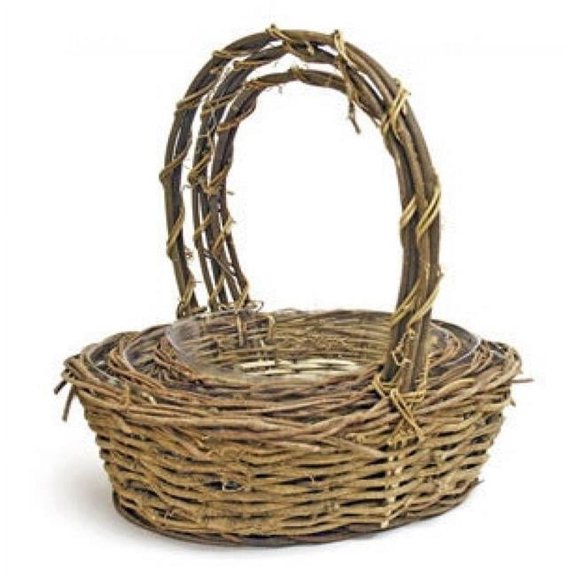 MDR Trading Inc. AI-4260VIN Set Of 3 Long Handled Oval Vine Baskets