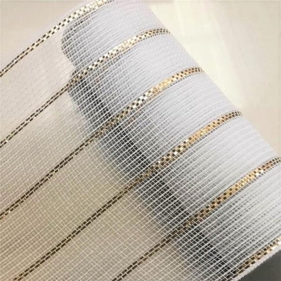 MDR Trading Inc. AI-440610061 10.5'X10Yds White With Metallic Gold Stripes Ribbon