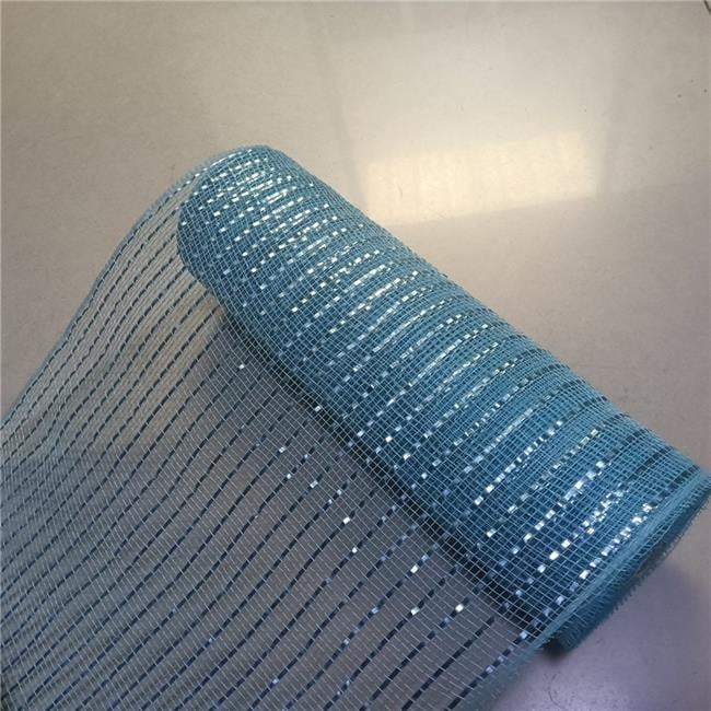 MDR Trading Inc. AI-440910350 10.5'X10Yds Light Blue Mesh With Foil Pinstripes Ribbon