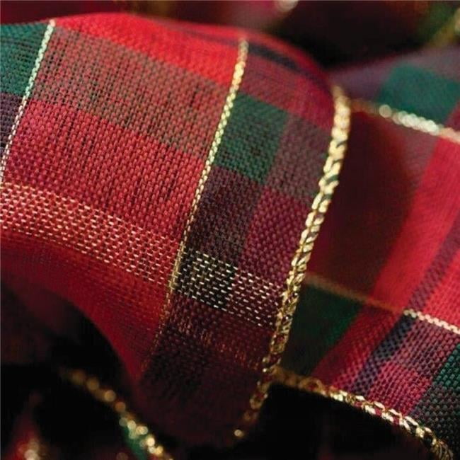 MDR Trading Inc. AI-798994 1.5'X50Yds Christmas Plaid With Gold Wired Edges Ribbon