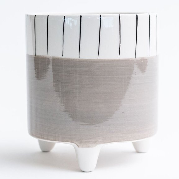 Unbranded Gray And White Footed Planter