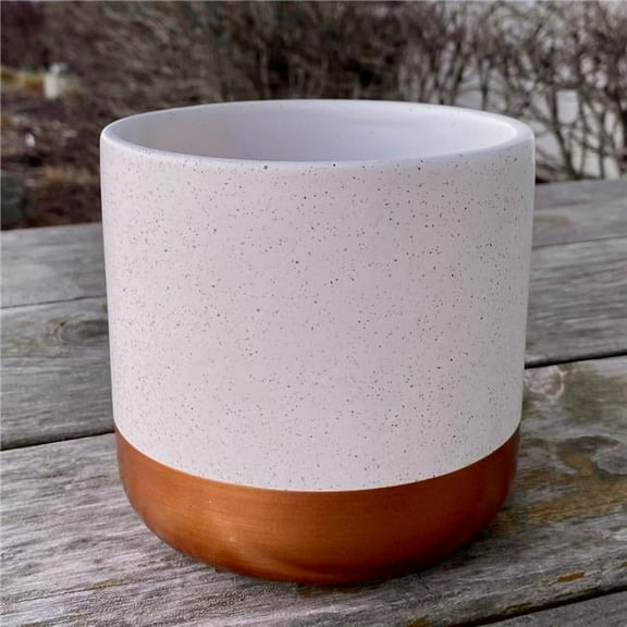 MDR Trading Inc. AI-CE00-303_Q01 Speckle Glaze With Painted Copper Colored Base Planter