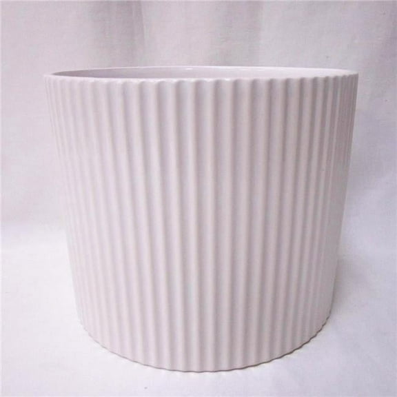 MDR Trading Inc. AI-CE10-298_Q01 Glazed White Ribbed Cylinder Planter