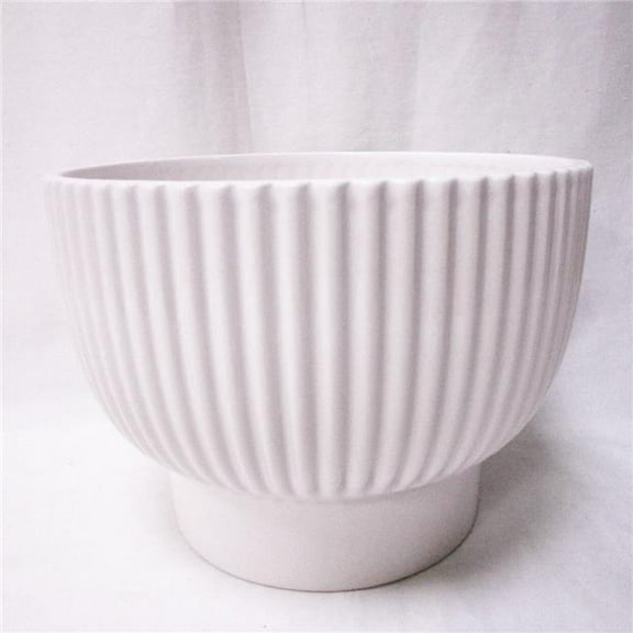 MDR Trading Inc. AI-CE18-300_Q01 White Ribbed On A Pedastel Base Planter
