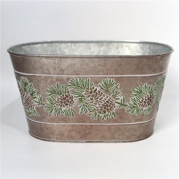 MDR Trading Inc. AI-GA2426-1095_Q01 Embossed Pine Cone Pattern Metal Planter