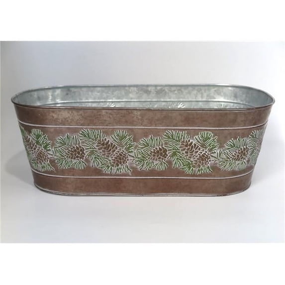 MDR Trading Inc. AI-GA2480-1095_Q01 Embossed Pine Cones On Gold Colored Metal Planter