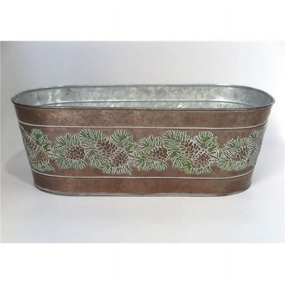 MDR Trading Inc. AI-GA2480-1095_Q01 Embossed Pine Cones On Gold Colored Metal Planter