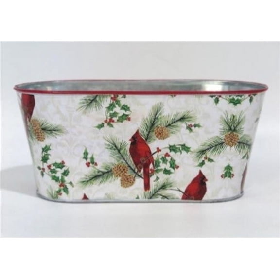 MDR Trading Inc. AI-GA3405-1097_Q01 Cardinals On Branches On White Metal Planter