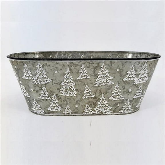MDR Trading Inc. AI-GA3465-1057_Q01 White Christmas Trees Pattern Metal Planter