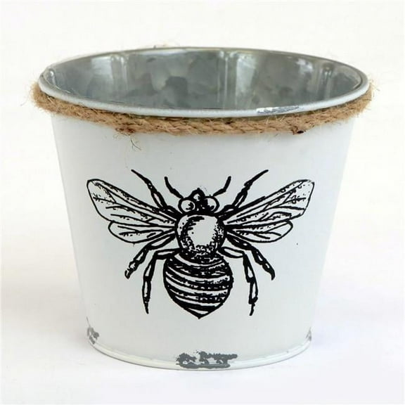 MDR Trading Inc. AI-GA3500-420_Q01 White With Black And White Bee And Rope Trim Planter