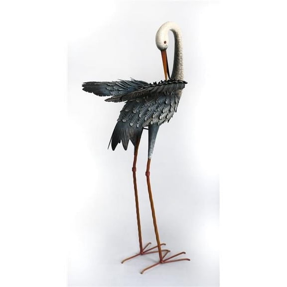 MDR Trading Inc. AI-GG9455_Q01 Black & White Crane With Head Turned Backwards Garden Sculpture