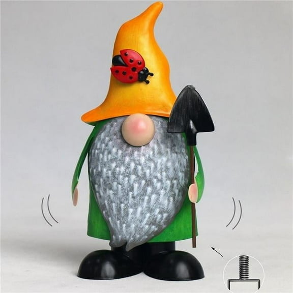 MDR Trading Inc. AI-GG9607_Q01 Bouncy Metal Garden Gnome Holding A Spade Figurine