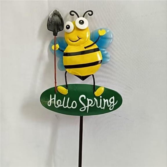 MDR Trading Inc. AI-GG9631_Q01 Bee With A Spade On Hello Spring Sign Stake