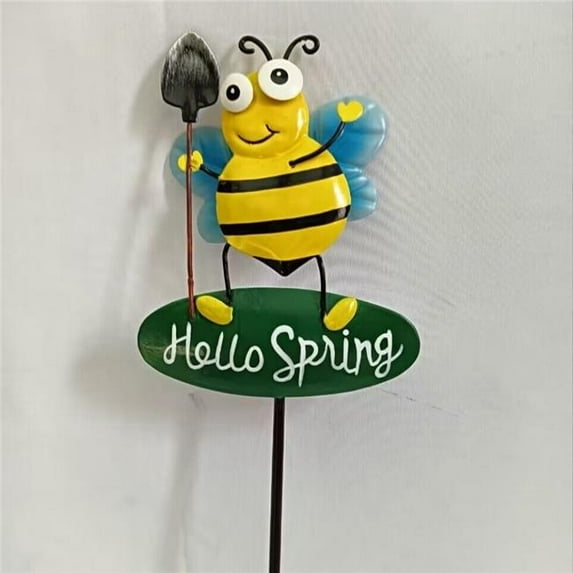 MDR Trading Inc. AI-GG9631_Q01 Bee With A Spade On Hello Spring Sign Stake