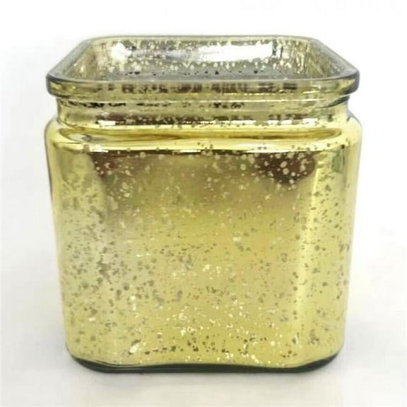 MDR Trading Inc. AI-GL412MGO_Q01 Clear Glass With Mercury Gold Finish Cube Vase