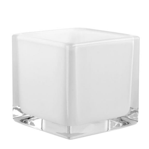 MDR Trading Inc. AI-GL445WH_Q01 Clear With White Inside Cube Vase