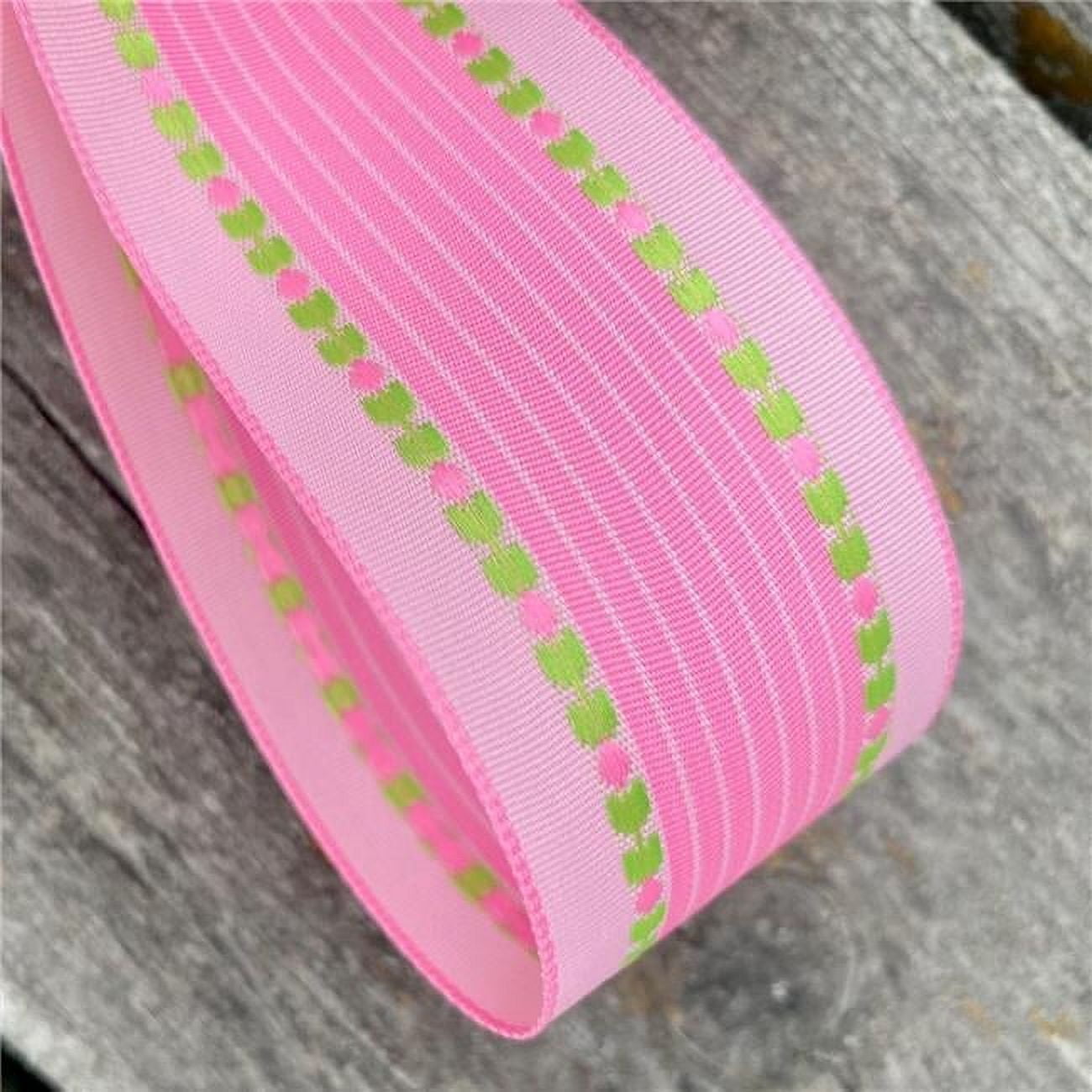 MDR Trading Inc. AI-RI09497 1.5'X50Yds Pepper Pink With Green Accents Wired Ribbon