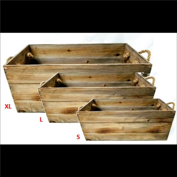 MDR Trading Inc. AP-CBX660T3 Set Of 3 Wood With Rope Handles Crates