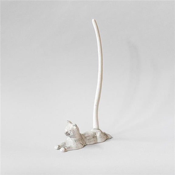 MDR Trading Inc. FP-KIN-178-Wh_Q01 Antique White Laying Down Cat With Long Tail Towel Holder
