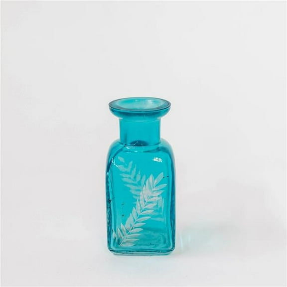 MDR Trading Inc. FP-IMW-051-Bl_Q01 Bright Blue With White Leaf Print Decorative Bottle