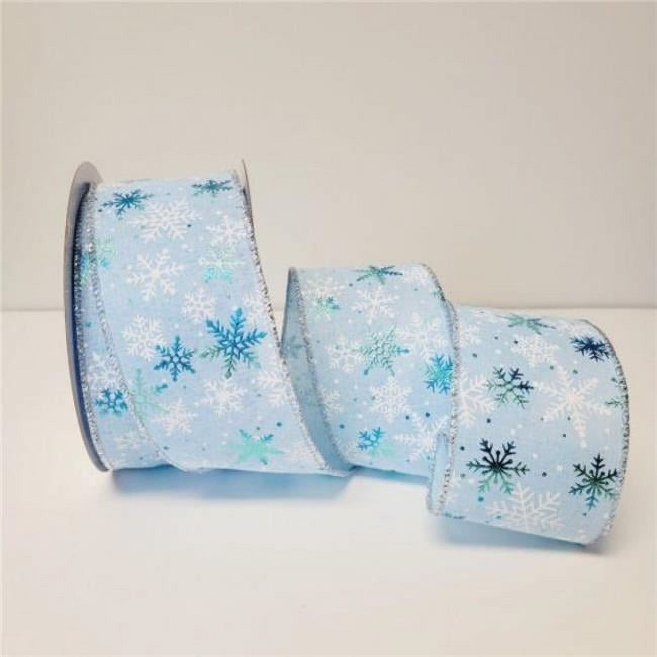 MDR Trading Inc. CM-OM472BL 25 Yards X 2.5? Blue And White Snowflakes Ribbon