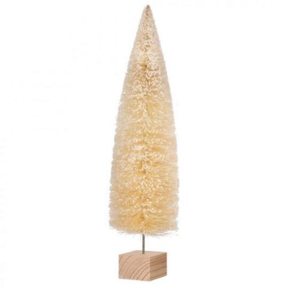 MDR Trading Inc. CM-RN017CR Cream Flocked Bristle Tree On Block Statuette