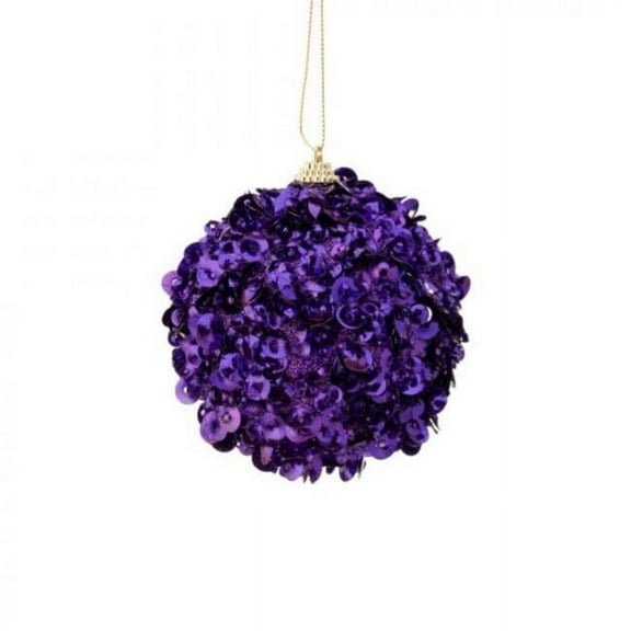 MDR Trading Inc. CM-RT807PU_Q01 Purple Glitter And Sequins Covered Ball Ornament