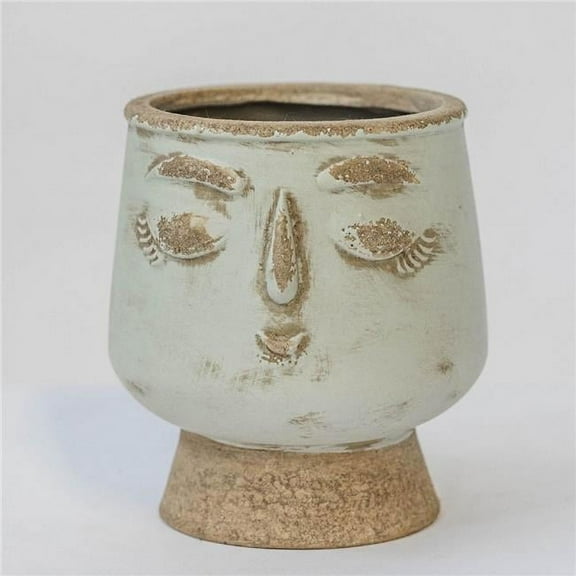 MDR Trading Inc. FP-ECX-163-S_Q01 Light Green And Beige Ceramic Grinning Face Planter