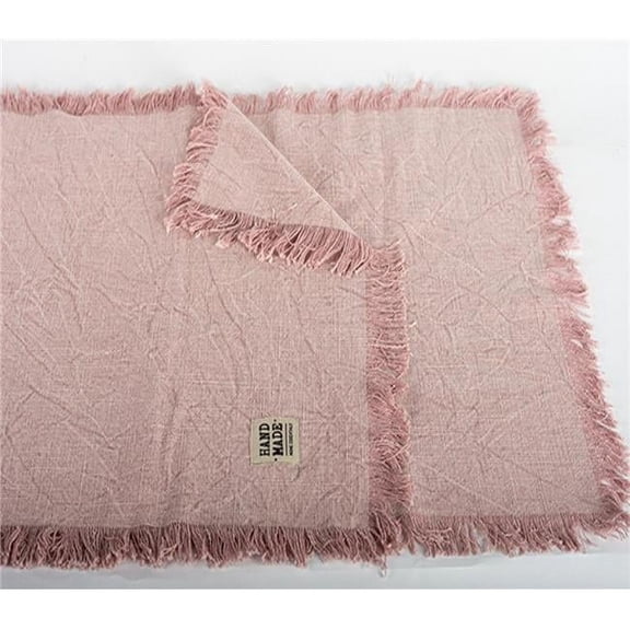 MDR Trading Inc. FP-IMT-090-R-P_Q01 Stone Washed Pink With Fringes Table Runner