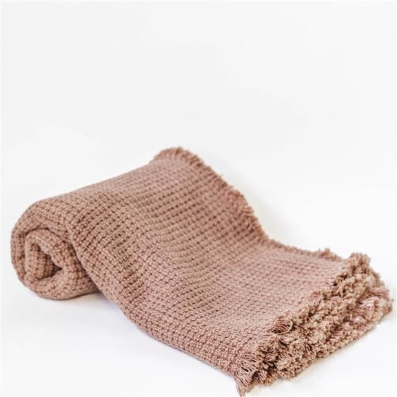 MDR Trading Inc. FP-IMT-102-Th-R_Q01 Dusty Rose Cotton With Fringe Throw