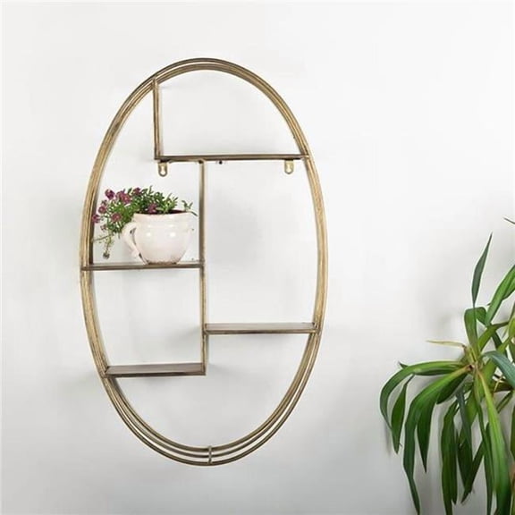 MDR Trading Inc. FP-LCD-366_Q01 Oval Gold With Black Accents Metal Wall Shelf