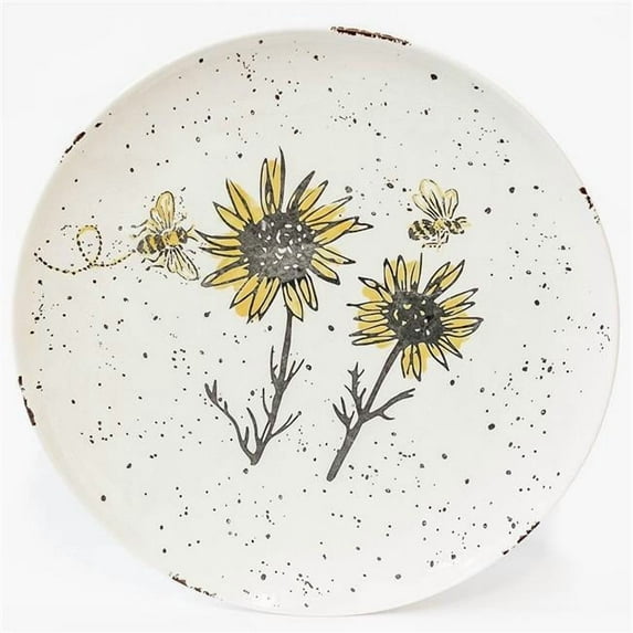 MDR Trading Inc. FP-WCJ-030_Q01 Ceramic Speckled With Bees And Sunflowers Serving Plate