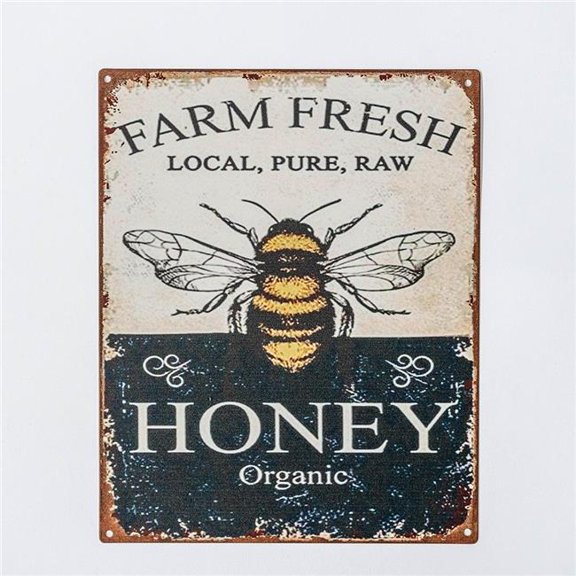 MDR Trading Inc. FP-MIN-411 Farm Fresh Local, Pure,Raw Honey Organic With Bee Sign