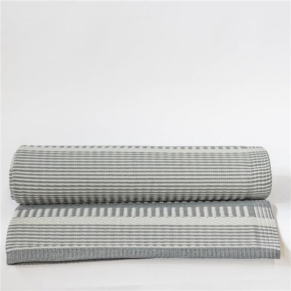 MDR Trading Inc. FP-IRL-008-S Gray And White Striped Outdoor Rug