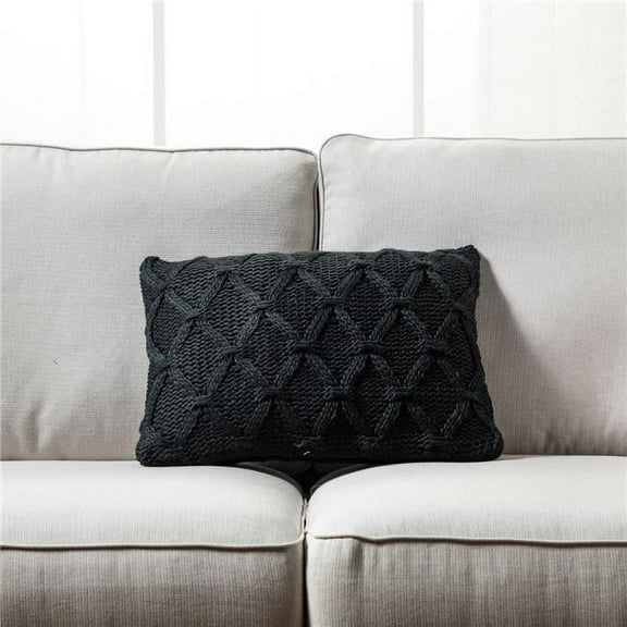 MDR Trading Inc. HU-BC1420HUBKOF Black Cable Knit Diamond Pattern With Feather Down Insert Pillow
