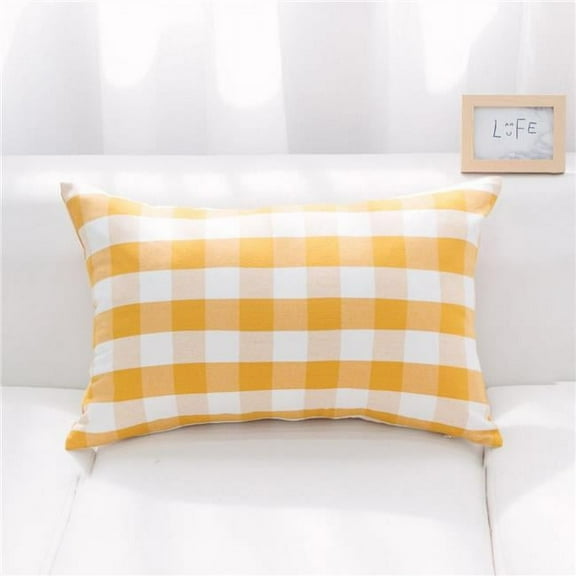 MDR Trading Inc. HU-BC1420NTYWXX Yellow And White Buffalo Check Pillow Cover