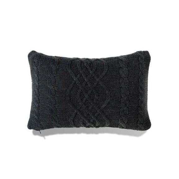 MDR Trading Inc. HU-BC1624LL06OF Banff -Lumbar Dark Heather Gray Chunky Cable Knit With Feather Down Insert Pillow