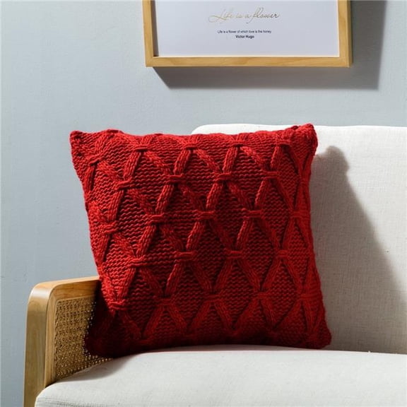 MDR Trading Inc. HU-BC1818HURDOP Red Diamond Pattern Knit With Poly Insert Pillow
